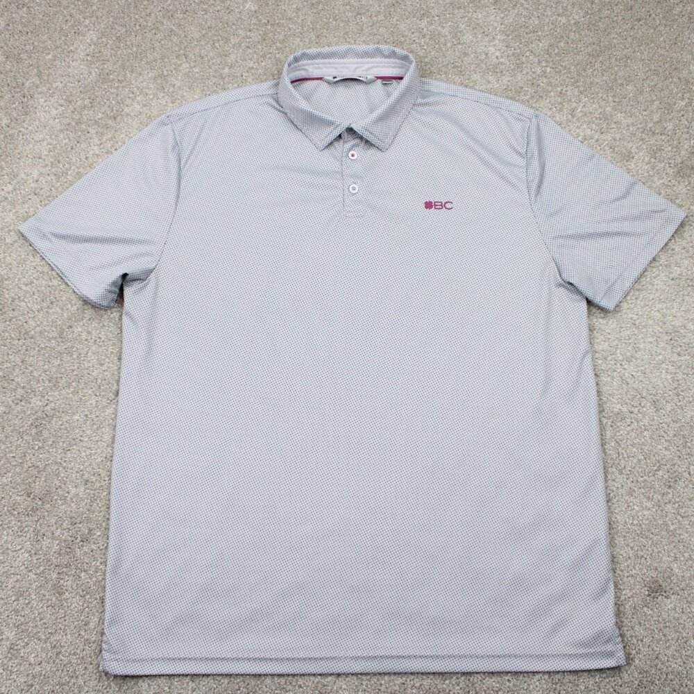 Black Clover Polo Shirt Adult XL White/Blue Geometric Polyester S/S Pullover - Picture 1 of 13